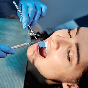 Woman receiving an oral exam