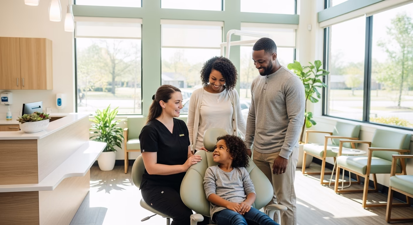 Happy family at the dentist
